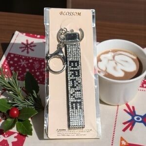 Silver Rhinestone 'BRAVE' Key & Card Holder Wristlet